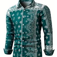 ราคา TEMU เสื้อเชิ้ตลายดอกไม้สไตล์แวินเทจสำหรับผู้ชาย แขนยาว สไตล์คาดคอ ใส่ได้ทั้งฤดูใบไม้ร่วงและฤดูใบไม้ผลิ (17592254324981)