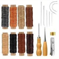 ราคา TEMU 19 ชิ้น สายผ้าหนังวาซเซ็ต, 8 สี, 264 หลา รวม, สายผ้าหนังทนทาน 150D, ชุดเครื่องมือมือสแตนเลสสำหรับโครงการเย็บผ้า DIY (17592222187717)