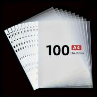 ราคา TEMU 100 ชิ้น แผ่นป้องกันหน้ากระดาษแบบหนาพิเศษ, ใส่กระดาษขนาด 8.5 x 11.0 นิ้ว, เปิดด้านบนขนาด 9.25 x 12 นิ้ว, ผ้าใส หนา 11 รู เหมาะสำหรับแฟ้ม 3 ห่วง (17592338027488)