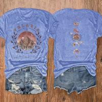 ราคา TEMU เสื้อยืดคอกลมพิมพ์ลายภูเขาและสโลแกน, เสื้อแขนสั้นลำลองสำหรับวันหยุดพักผ่อนผู้หญิง, เสื้อผ้าผู้หญิง (17592713194528)
