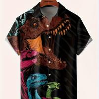 ราคา TEMU เสื้อเชิ้ตแขนสั้นลายไดโนเสาร์พิมพ์ 3D สำหรับผู้ชาย เสื้อคอปกแฟชั่นสำหรับวันหยุดพักผ่อนในฮาวายและฤดูร้อน ตะวันออกกลาง (17592352928646)