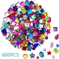 ราคา TEMU 600 ชิ้น อัญมณีประดับงานฝีมือ, อะคริลิค Rhinestones แบบเรียบ, สำหรับอัญมณีประดับตกแต่งงานฝีมือ, ของตกแต่งการ์ดอวยพร, 6 รูปทรง, 6-13 มม. (17592361561046)
