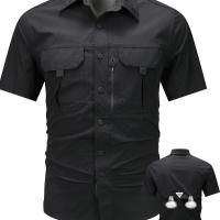 ราคา TEMU เสื้อเชิ้ตแขนสั้นผู้ชายแฟชั่นฤดูร้อน สีพื้น ติดกระดุม มีปกเสื้อ กระเป๋าใส่ของ มีฝาปิด ระบายอากาศได้ดี ยืดหยุ่นได้ดี ทำจากผ้าไผ่ Rayon เหมาะสำหรับกิจกรรมกลางแจ้ง (17592523665138)