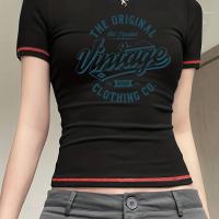 ราคา TEMU เสื้อยืดแขนสั้นวินเทจ Y2K - เสื้อครอปฟิตสไตล์ย้อนยุค 90s พิมพ์ตัวอักษร & Y2K | เสื้อยืดไม่สั้นสำหรับฤดูใบไม้ผลิ ฤดูร้อน ฤดูใบไม้ร่วง | เสื้อผ้าสบายๆ ซักเครื่องได้ (17592394113613)