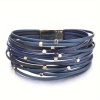 ราคา TEMU สร้อยข้อมือหนังสังเคราะห์หลายชั้นพร้อมลูกปัดโลหะตกแต่ง สไตล์โบฮีเมียนสำหรับผู้หญิง หัวเข็มขัดแม่เหล็ก เครื่องประดับทำมือ (17592406888505)