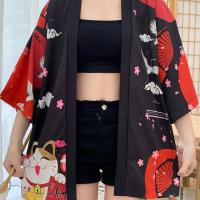 ราคา TEMU เสื้อคลุมกิโมโนแบบคาร์ดิแกนฮาโอริลายแมวเหมียวนำโชคสไตล์วินเทจน่ารักแบบวิชาการสไตล์จีน สำหรับคลุมบิกินี่ชายหาดในฤดูร้อน (17592426264103)