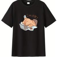 ราคา TEMU เสื้อยืดลายการ์ตูนแมวทำงาน พิมพ์ลาย เสื้อยืดผู้ชาย เสื้อยืดแขนสั้นลำลองสำหรับฤดูร้อน (17592511406692)