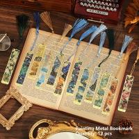 ราคา TEMU 12ชิ้น ที่คั่นหนังสือโลหะลายวินเทจสีน้ำมันพร้อมที่คั่นยาว - ดีไซน์โปร่งสุ (17592609436236)