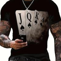 ราคา TEMU เสื้อยืดลายไพ่ เสื้อผ้าผู้ชาย สตรีทแวร์ พิมพ์ลาย 3D เสื้อยืดโป๊กเกอร์แขนสั้นสำหรับผู้ชาย (17592656142421)