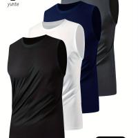 ราคา TEMU เซ็ตเสื้อกล้ามกีฬาผู้ชาย 4 ตัว มีสีดำ, สีขาว, สีเทา และสีน้ำเงินกรมท่า ทรงหลวม ผ้าแห้งเร็ว คอกลม ทำจากโพลีเอสเตอร์ เหมาะสำหรับออกกำลังกายในยิม และชุดกีฬาลำลองสำหรับผู้ชายวัยรุ่น (17592706276741)