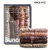 ราคา TEMU เซ็ตยางมัดผมทำมือ 5 ชิ้น ทำจากไหมมัลเบอร์รี่บริสุทธิ์ 100% เหมาะสำหรับผู้หญิงและผู้ชาย ยางรัดผมสีพื้นธรรมชาตินี้มาพร้อมกล่อง (17592717856033)