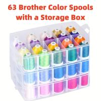 ราคา TEMU ชุดด้ายปัก Brother 63 สี & บ็อบบิ้นพร้อมกล่องจัดเก็บ - ด้ายโพลีเอสเตอร์ 100% สดใส ที่เข้ากันได้กับเครื่องปัก Brother และอื่นๆ สำหรับงานเย็บ, ซ่อมแซม และควิลท์ (17592561060448)
