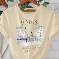 ราคา TEMU เสื้อยืดผู้หญิงลายปารีส ใส่สบายๆ ในฤดูร้อน คอกลม แขนสั้น น้ำหนักเบา ใส่สบาย (17592627295894)