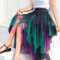 ราคา TEMU กระโปรงมิดิเนื้อตาข่ายสีบล็อกสไตล์วันหยุดไม่สม่ำเสมอ, กระโปรงพองเอวสูงใหม่, กระโปรงชีฟองสง่างามสำหรับผู้หญิง (17592323725080)
