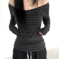 ราคา TEMU เสื้อแขนสั้นลายทางสไตล์เกาหลี เปิดไหล่ น้ำหนักเบา ใส่ได้ทุกโอกาส ทรงเข้ารูป สไตล์สตรีทเรโทร ใส่ได้ทั้งฤดูใบไม้ผลิและฤดูใบไม้ร่วง (17592600161048)