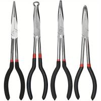 ราคา TEMU ชุดคีมปากแหลมเข็มยาว 4 ชิ้น - เครื่องมือถอดสายไฟหัวเทียนงอ 90 องศา 4-In-1 ทำจากเหล็กคาร์บอน เหมาะสำหรับงานหนัก - ความยาว 11 นิ้ว เพื่อการเข้าถึงและควบคุมที่ดียิ่งขึ้น (17592694023737)