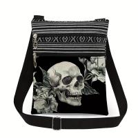 ราคา TEMU กระเป๋าสะพายข้างลายกะโหลกและดอกไม้สำหรับผู้ชาย – กระเป๋าสะพายไหล่ลายทางสีดำและขาวสไตล์เก๋พร้อมสายปรับได้, เหมาะสำหรับการเดินทาง, ใส่โทรศัพท์, บัตร, และเหรียญ, กระเป๋าสะพายข้างขนาดเล็ก (1759274639