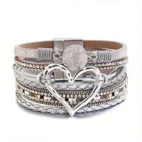 ราคา TEMU สร้อยข้อมือหนังเทียมโบฮีเมียนแบบหลายชั้น สร้อยข้อมือถักมือ สร้อยข้อมือแฟชั่นผู้หญิงรูปหัวใจใหญ่สีทอง (17592249083649)