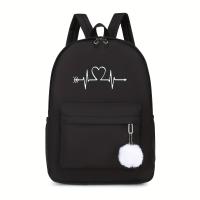 ราคา TEMU กระเป๋าเป้สะพายหลังแฟชั่นสีดำลายลูกศรและฟ้าผ่าแห่งความรักแบบเรียบง่าย กระเป๋าสะพายข้างสำหรับผู้หญิงความจุใหญ่ หลากหลายการใช้งาน (17592580435196)