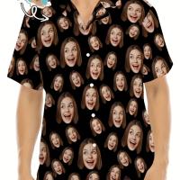 ราคา TEMU เสื้อเชิ้ตฮาวายผู้ชายลายภาพสั่งทำพิเศษ | พิมพ์ลายดิจิทัลภาพเต็มใบหน้า, สไตล์ลำลองคอปกและดีเทลกระดุม, ทรงปกติสำหรับผู้ใหญ่ (17592785019709)