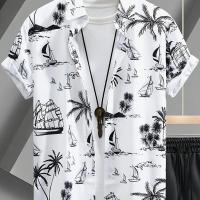ราคา TEMU เสื้อเชิ้ตลายเรือใบฮาวาย พิมพ์ลายชายหาด (17592378042240)