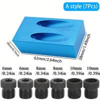 ราคา TEMU 1 ชุด 7 ชิ้น Poet Hole Jig Kit - เครื่องมือระบุรูเฉียง 15 องศาสำหรับการเจาะที่แม่นยำ - อุปกรณ์ช่วยงานไม้สำหรับการเจาะและต่อไม้ - ดอกสว่านขนาด 6/8/10 มม. และที่หนีบ (17592441127209)