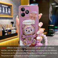 ราคา TEMU เคสโทรศัพท์: C53 C51 ที่ถือหมีน่ารัก สายคล้องหลากสี เคสโทรศัพท์ชุบสำหรับ Realme C53 C51 ปกนุ่ม (17592750394504)