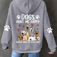 ราคา TEMU เสื้อฮู้ดผู้หญิงลายสุนัข แบบสวมใส่ ซิปและเชือกปรับไซส์ - ผ้าโพลีเอสเตอร์ ซักเครื่องได้ ลายเรขาคณิต (17592830127356)