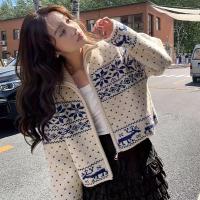 ราคา TEMU เสื้อแจ็คเก็ตปักลาย, เสื้อคลุมคาร์ดิแกนซิปปักลายหิมะสไตล์เกาหลีหรูหรา - ผ้าอะคริลิคผสมใส่, แขนยาว, เหมาะสำหรับฤไม้ร่วง ฤดูหนาว เสื้อโค้ทผู้หญิงสไตล์ญี่ปุ่น (17593118222474)