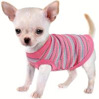 ราคา TEMU เสื้อกั๊กสุนัข Soft Ribbed - เสื้อกล้ามลายทางสีชมพูสำหรับสุนัขพันธุ์เล็กถึงพันธุ์เล็ก, สไตล์ถอดใส่ง่าย, ซักมือเท่านั้น, เสื้อกล้ามสุนัข (17592227381793)