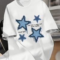 ราคา TEMU 1011 ลาแนช เสื้อยืดผู้หญิงลายพิมพ์ศิลปะสี่ดาว, คอกลมแฟชั่นซัมเมอร์, ท็อปสวีทฮาร์ทแบบลำลองสำหรับทุกวัน (17592937283332)