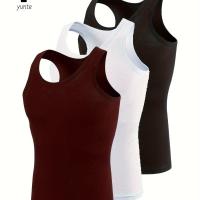 ราคา TEMU เสื้อกล้าม 3 สี 3 ชิ้น สีแดงเข้ม-ขาว, เสื้อกล้ามแฟชั่น ระบายได้ดี ใส่ แห้งเร็ว สำหรับออกกำลังกายและเล่นกีฬา, เสื้อแขนสั้นสีพื้นลำลอง, เสื้อผ้าฤดูร้อนสำหรับผู้ชาย, เสื้อกล้ามผู้ชาย (17592955589311