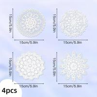 ราคา TEMU เซ็ตที่รองแก้ว 4 ชิ้น ปักลูกไม้, แผ่นรองจานโครเชต์สีขาววินเทจ, เหมาะสำหรับงานแต่งงาน, ห้องรับประทานอาหาร และของตกแต่งบนโต๊ะ (17593293352120)