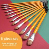 ราคา TEMU แปรงหัวขนอีเห็น 6 ชิ้น ชุดแปรง Gouache สีน้ำ อะคริลิค แปรงทาสีน้ำมัน แปรงวาดภาพ ด้ามไม้ยาว อุปกรณ์ศิลปะระดับมืออาชีพ (17592219519061)