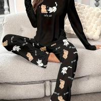 ราคา TEMU ชุดเซ็ตเสื้อผ้าใส่ 2 ชิ้น ลายแมวน่ารัก เหมาะสำหรับฤไม้ร่วงและฤดูหนาว (17593060284341)