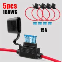 ราคา TEMU ชุดฟิวส์แบบติดตั้งในไลน์ 5 ชุด สายไฟ 16AWG สำหรับฟิวส์ใบมีด ATC/ATO 15A ในรถยนต์ โดยไม่มีแบตเตอรี่ (17592385805938)