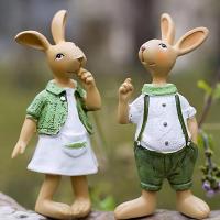 ราคา TEMU สะสม, ชุดกระต่ายน่ารัก 2 ชิ้น - ทำจากเรซิน, เหมาะสำหรับตกแต่ง, ของตกแต่งโต๊ะ (17592546366624)