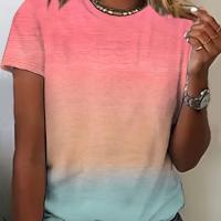 ราคา TEMU เสื้อยืดแฟชั่นสตรีสไตล์ใหม่ฤไม้ผลิ/ฤดูร้อน สีไล่ระดับ คอกลม แขนสั้น ทรงหลวม เสื้อท็อปเบสสำหรับลำลอง สวมใส่และมีสไตล์ - เหมาะสำหรับใส่ประจำวันและใช้ในในฤไม้ผลิ/ฤดูร้อน (17592575553302)