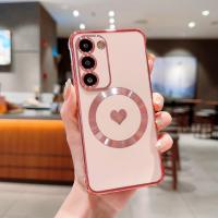 ราคา TEMU เคสโทรศัพท์ - เคสโทรศัพท์รูปหัวใจสัมผัสเคลือบไฟฟ้าแม่เหล็กด้านข้าง สำหรับ Samsung S20 21 23 FE S21 22 23 24 Ultra (17592672437520)