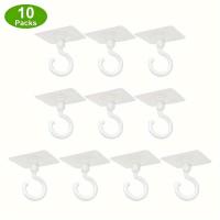 ราคา TEMU 10 ชิ้น ตะขอแขวนเพดานแบบหมุนได้ 360 องศา ติดเองได้ ไม่ต้องเจาะ ตะขอแขวนเพดานแบบมีกาวในตัว ตะขอแขวนสำหรับแขวนไฟ โคมไฟ แป้นไฟ กระดิ่งลม ที่แขวน มีตะขอแบบมีกาวสำหรับแขวนผ้าม่าน ตะขออเนกประสงค์ (1759