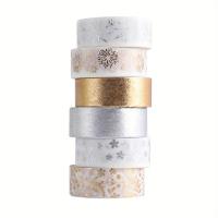 ราคา เทปวาชิฟอยล์สีทอง 6 ม้วน บรรจุกล่อง ลายและต้นไม้สวยงาม เทปตกแต่งโต๊ะทำงาน เครื่องเขียนสำหรับ และเทปพับกระดาษ สำหรับทำสมุดบันทึก (17592363746880)