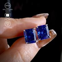 ราคา ต่างหูสีน้ำ Tanzanite สุดหรู ขนาด 8 X 10, ทำจากทองคำแท้ 3 กรัม สี มาสเพรไลท์ซิρκอนอย่างสวยงาม ส่องประกายด้วยการเจียระไนแบบ Ice Cut ทำจากทองคำแท้สี S925 เหมาะสำหรับแฟชั่นผู้หญิง (17592402742985)