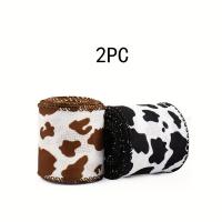 ราคา ริบบิ้นลายวัว 2 ม้วน สำหรับห่อ โบว์ผูก สีดำ สีขาว และลายจุดสีน้ำตาล สำหรับห่อและตกแต่งงาน ขนาด 2.5 นิ้ว x 10 หลา แบบมีไก่ ริบบิ้นลายวัวสำหรับ คริสต์มาส ฮาโลวีน (17592450501987)
