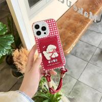 ราคา กระเป๋าใส่การ์ดลายสก๊อตสีแดงโบว์สำหรับสุนัข เคสโทรศัพท์และเชือกแขวนสำหรับ iPhone 11 12 13 14 15 Pro Max (17592508497630)