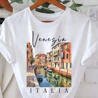 ราคา เสื้อยืดพิมพ์ลายเวนิส อิตาลี แขนสั้น คอกลม สไตล์ลำลอง สำหรับฤดูร้อนและฤไม้ผลิ เสื้อผ้าผู้หญิง (17592546388010)