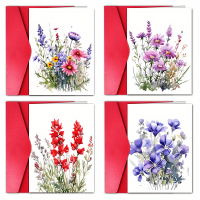 ราคา ชุดการ์ดอวยพรลายเปล่า 4 ใบ ซอง, ลายสีน้ำประกอบภาพ (17592629621594)