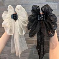 ราคา 2 ชิ้น กิ๊บผมวินเทจหรูหราหลายฟังก์ชัน สีดำเงา โบว์สองชั้น กิ๊บหนีบผมสไตล์สำหรับผู้หญิง อุปกรณ์เสริมผมสไตล์ลำลอง สีดำและขาว (17592636227140)