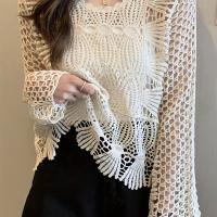 ราคา เสื้อสตรีแขนยาวลูกไม้เจาะลายใหม่ เสื้อคลุมถักทรงหลวมสั้นไหล่ตก อ่อนโยนและอเนกประสงค์ เสื้อคลุมนอก (17592519244277)