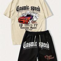 ราคา ชุดเสื้อยืดผู้ชาย Luo Ai # + กางเกงขาสั้นมีเชือกผูกเอว (17592384028918)