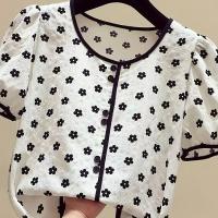 ราคา เสื้อเชิ้ตชีฟองแขนสั้นพิมพ์ลาย (17592314903309)